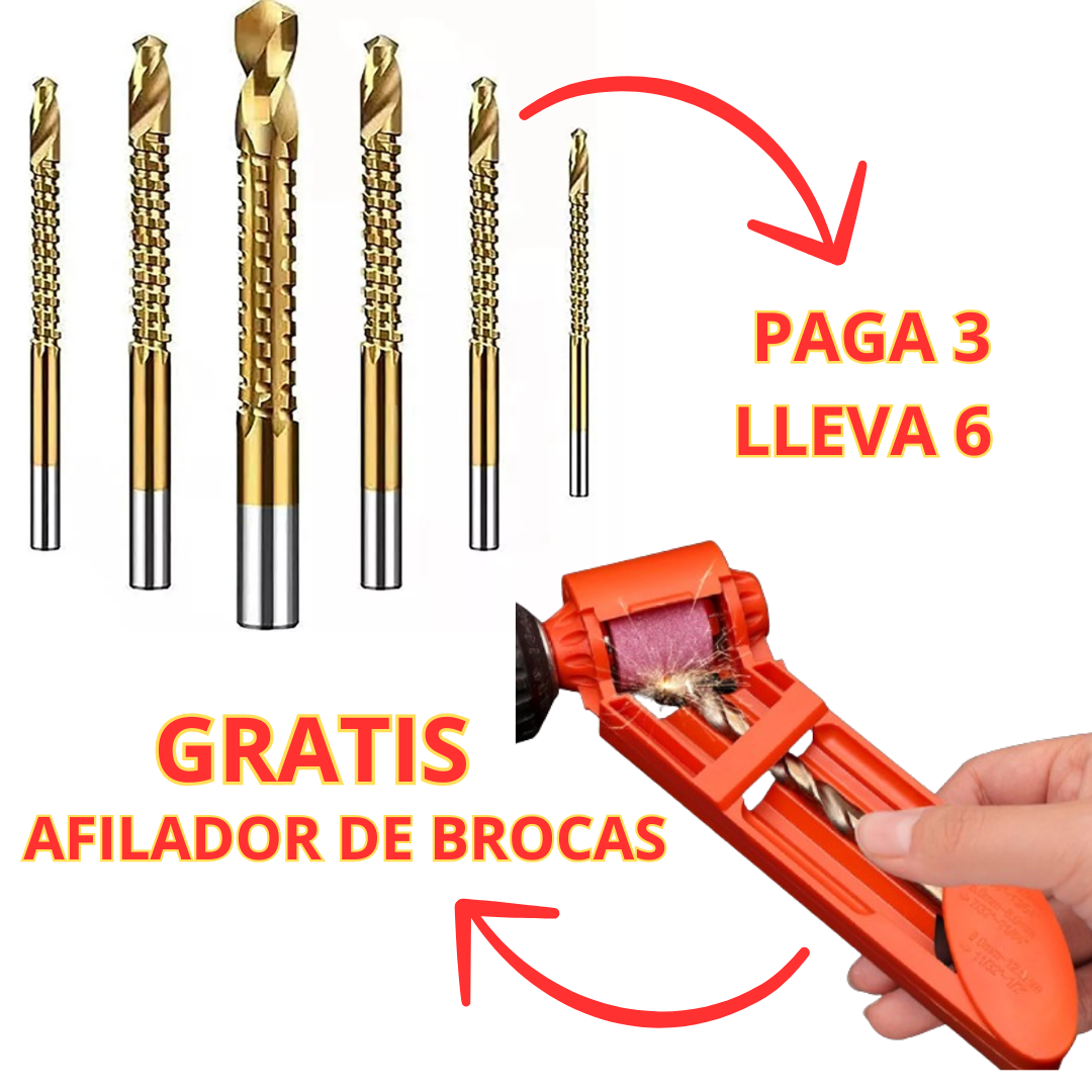 BroCorta® | Brocas corte lateral Compra 3 y lleva 6 🎁 + Afilador de brocas